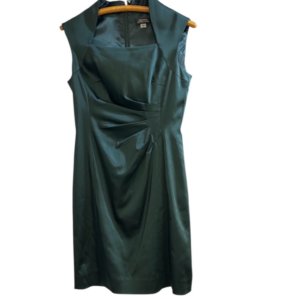 Tahari Emerald Green Cocktail Wedding Guest Special Event Dress SZ 4